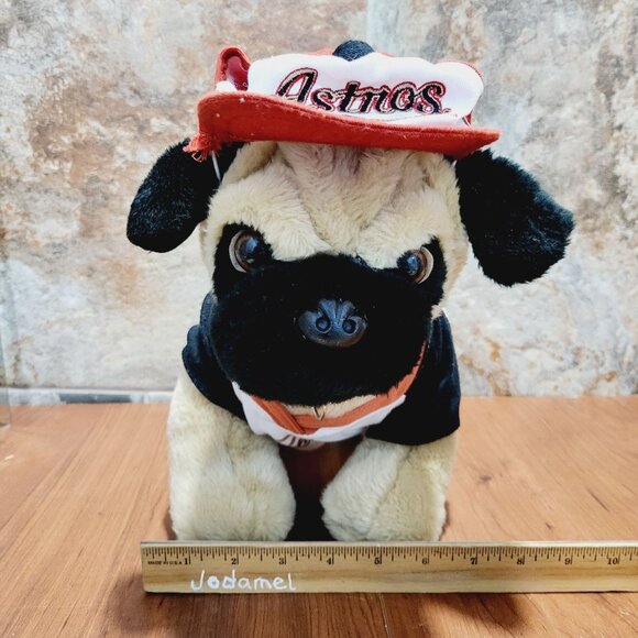 Build A Bear Workshop Houston Astros Pug Dog Plush Tan Black Baseball - Picture 9 of 17